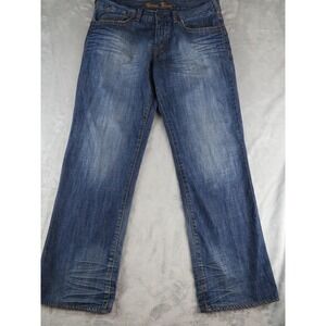 Guess Jeans Mens Jeans 36 Blue Straight Leg‎ Button Fly Distressed Denim Pants